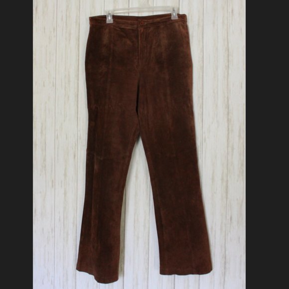 Vtg The Look Brown Suede Pants - Picture 3 of 7